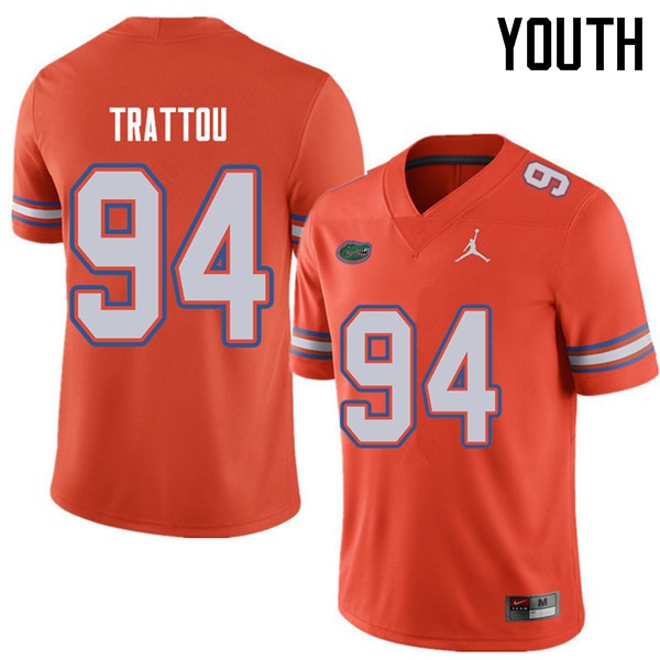 Jordan Brand Youth #94 Justin Trattou Florida Gators College Football Jerseys Orange